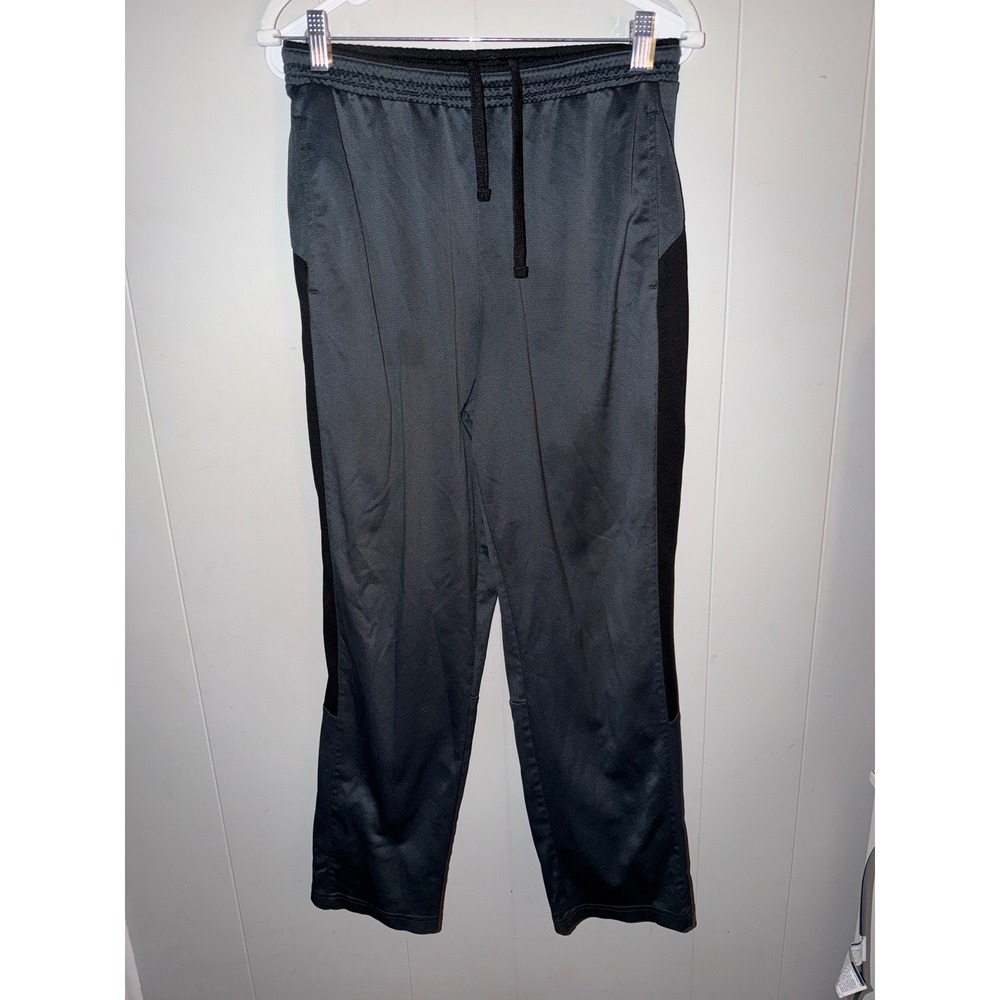 Athletic Works Mens Track Pants Gray Black Striped Drawstring Activewear Size M